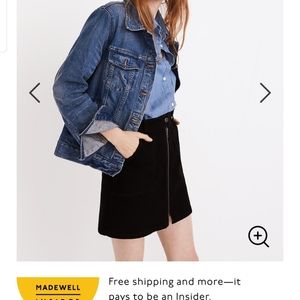 denim utility zip skirt in black forest